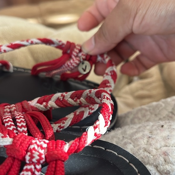 Women’s Braided Vines Island Wear Sandals Red & White US Sz 10 - Picture 4 of 5